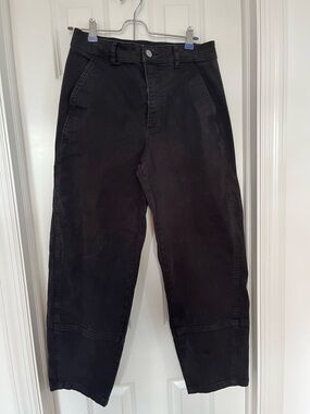 Everlane The Utility Barrel Pant in Washed Black - Organic Cotton - Size 6 Tall